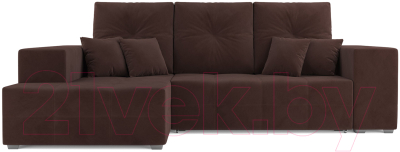 Диван угловой Mebel-Ars Монреаль левый (велюр шоколад НВ-178/16)