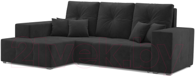 Диван угловой Mebel-Ars Монреаль левый (велюр черный НВ-178/17) - фото