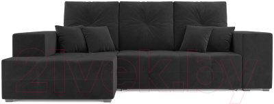 Диван угловой Mebel-Ars Монреаль левый (велюр черный НВ-178/17)