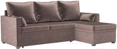 Диван угловой Mebel-Ars Париж (бархат серо-шоколадный/Star Velvet 60 Cofee) - фото