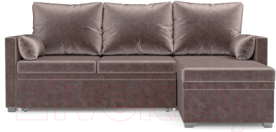 Диван угловой Mebel-Ars Париж (бархат серо-шоколадный/Star Velvet 60 Cofee)