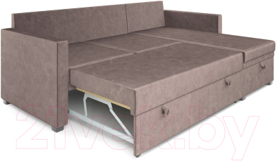 Диван угловой Mebel-Ars Париж (бархат серо-шоколадный/Star Velvet 60 Cofee)