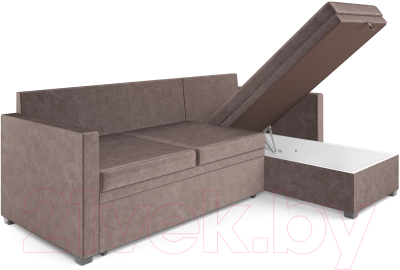 Диван угловой Mebel-Ars Париж (бархат серо-шоколадный/Star Velvet 60 Cofee)