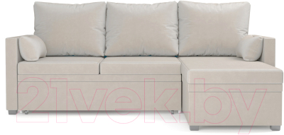 Диван угловой Mebel-Ars Париж (бархат бежевый/Star Velvet 6 Light Beige)