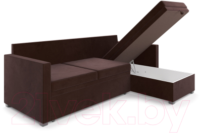 Диван угловой Mebel-Ars Париж (велюр шоколад HB-178 16)