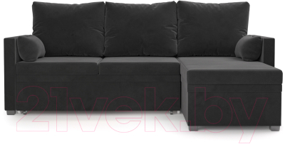 Диван угловой Mebel-Ars Париж (велюр черный НВ-178 17)