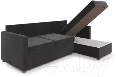 Диван угловой Mebel-Ars Париж (велюр черный НВ-178 17)