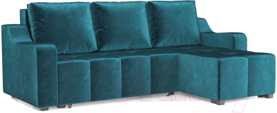 Диван угловой Mebel-Ars Берн (бархат сине-зеленый/star velvet 43 black green) - фото