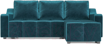 Диван угловой Mebel-Ars Берн (бархат сине-зеленый/star velvet 43 black green)