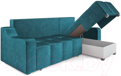Диван угловой Mebel-Ars Берн (бархат сине-зеленый/star velvet 43 black green)
