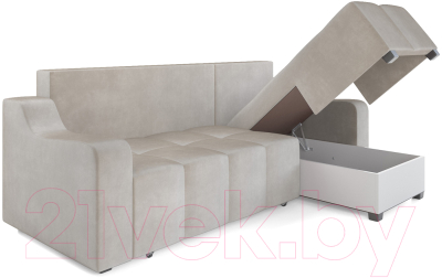 Диван угловой Mebel-Ars Берн (бархат бежевый/star velvet 6 light beige)