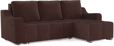 Диван угловой Mebel-Ars Берн HB-178 16 (велюр шоколад) - фото