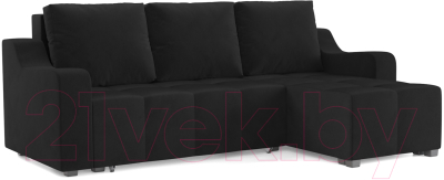 Диван угловой Mebel-Ars Берн НВ-178 17 (велюр черный) - фото