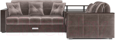 Диван угловой Mebel-Ars Прага (бархат серо-шоколадный/Star Velvet 60 Cofee)