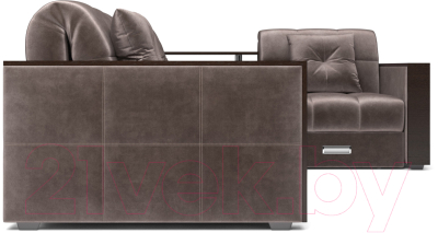 Диван угловой Mebel-Ars Прага (бархат серо-шоколадный/Star Velvet 60 Cofee)