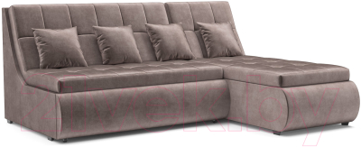 Диван угловой Mebel-Ars Дубай (бархат серо-шоколадный/Star Velvet 60 Cofee) - фото