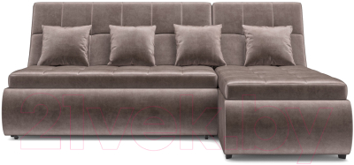 Диван угловой Mebel-Ars Дубай (бархат серо-шоколадный/Star Velvet 60 Cofee)