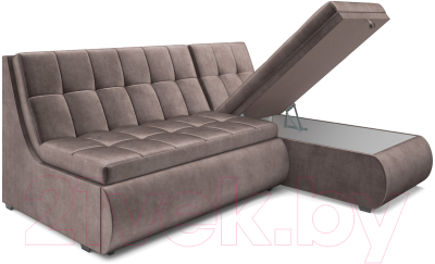 Диван угловой Mebel-Ars Дубай (бархат серо-шоколадный/Star Velvet 60 Cofee)