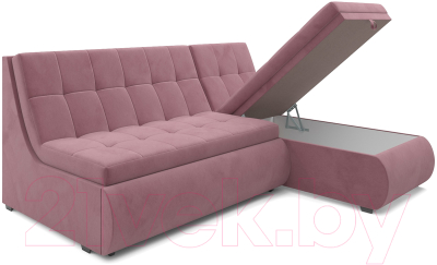 Диван угловой Mebel-Ars Дубай (велюр пудровый НВ-178 18)