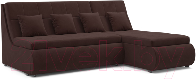 Диван угловой Mebel-Ars Дубай (велюр шоколадный HB-178 16) - фото