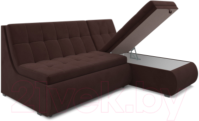 Диван угловой Mebel-Ars Дубай (велюр шоколадный HB-178 16)