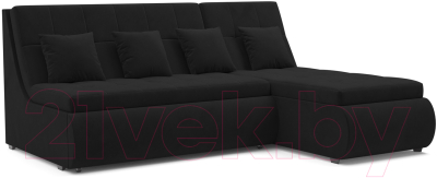 Диван угловой Mebel-Ars Дубай (велюр черный НВ-178 17)
