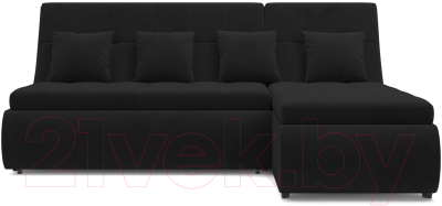 Диван угловой Mebel-Ars Дубай (велюр черный НВ-178 17)