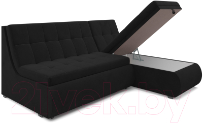 Диван угловой Mebel-Ars Дубай (велюр черный НВ-178 17)