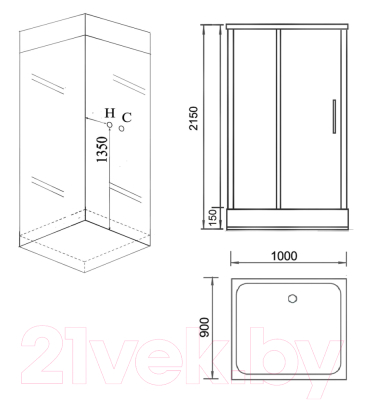 Душевая кабина Grossman GR166 90x100