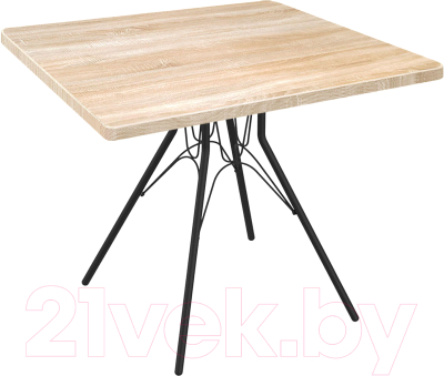 Обеденный стол Sheffilton SHT-TU34-P/80/80 МДФ (черный муар/дуб сонома светлый) - фото