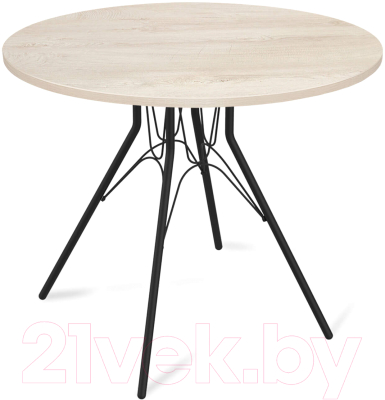 Обеденный стол Sheffilton SHT-TU34-P/80 ЛДСП (черный муар/дуб беленый) - фото