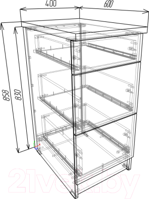 Шкаф-стол кухонный Eligard Urban ШСКс 40 3Я