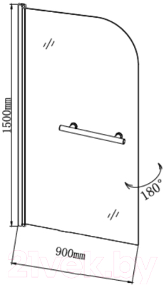 Стеклянная шторка для ванны Grossman GR-104/1