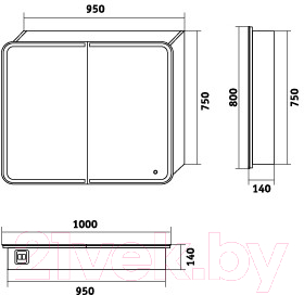 Шкаф с зеркалом для ванной Grossman Адель 100 R / 2010004