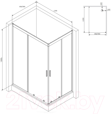 Душевой уголок AM.PM Gem W90G-404-120280-MT