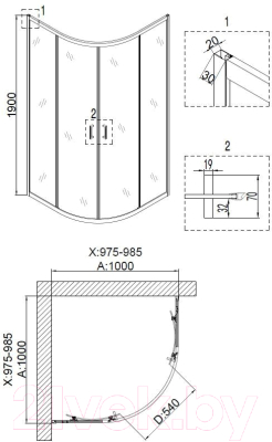 Душевой уголок Niagara NG-6607-08 100x100x190 (прозрачное стекло)