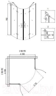 Душевой уголок Niagara NG-6616-08 100x100x190