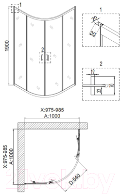 Душевой уголок Niagara NG-6807-08 100x100x190 (черный/прозрачное стекло)