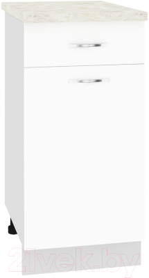 Шкаф-стол кухонный Кортекс-мебель Корнелия Лира НШ40р1ш (белый/дуб бунратти) - фото