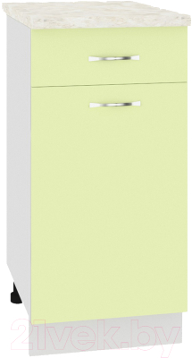 Шкаф-стол кухонный Кортекс-мебель Корнелия Лира НШ40р1ш (салатовый/дуб бунратти) - фото