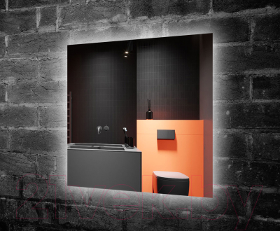 Зеркало Пекам Greta Fly 80x80 / GretaFly-80x80dcl (с подсветкой, с сенсором на взмах руки и часами)