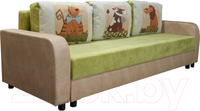 Диван Домовой Визит-7 3(80) (Cordroy 215/Кожзам РН2535-2А) - фото