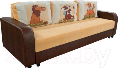 Диван Домовой Визит-7 3(80) (Cordroy 230/кожзам 5853-10) - фото