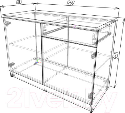 Шкаф-стол кухонный Eligard Urban ШСКс 120 (белый/дуб ланселот)