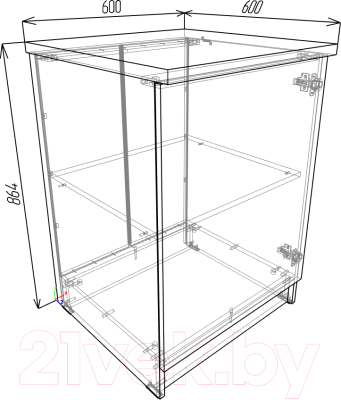 Шкаф-стол кухонный Eligard Urban ШСК1с 60 (белый/дуб ланселот)