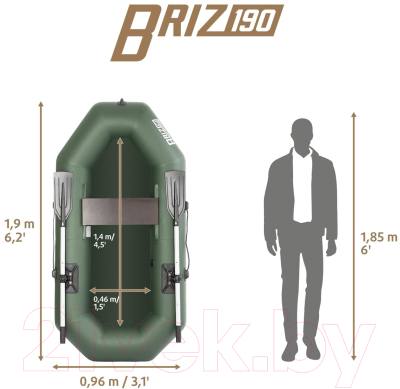 Надувная лодка Тонар Бриз 190 с веслами / 6852863