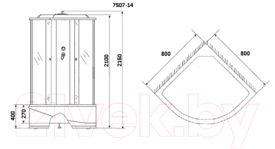 Душевая кабина Niagara NG-7507-14 80x80 (черный, мозаика стекло)