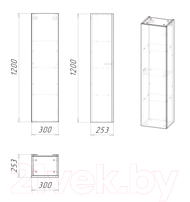 Шкаф-полупенал для ванной Grossman Альба 30 / 303009