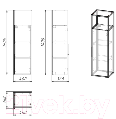 Шкаф-полупенал для ванной Grossman Лофт 40 / 304001