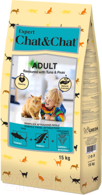 Сухой корм для кошек Chat&Chat Expert для взрослых кошек с тунцом и горохом - фото